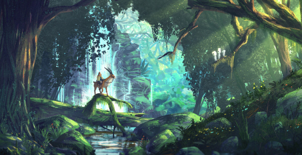 한국과 중국, 일본 등 아시아 여러 나라들에 전해지는 신화에는 자연을 대하는 인간의 태도를 사유하게 하는 사건들이 많다. 인간과 자연과의 관계 설정 문제는 고대부터 현대에 이르기까지 인류의 딜레마다. 그 신화들은 신의 이야기를 통해 지금의 우리들에게 지혜와 통찰력을 전하고 있다. 사진은 자연과 인간의 공존 등을 강조하는 일본 미야자키 하야오 감독의 <원령공주>의 한 장면이다.