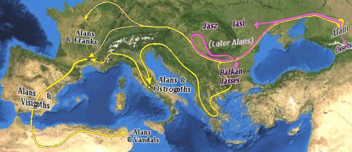 알란족의 이동로 /위키피디아